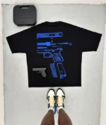 Oversized T-Shirt – Black/Blue - Image 2