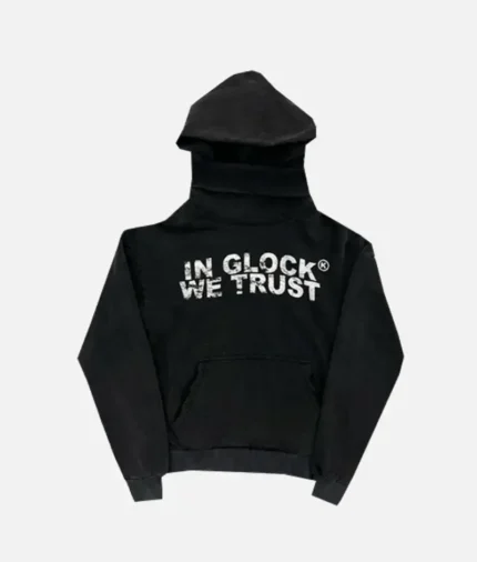 In Glock We Trust Neck Mask Hoodie Black/White